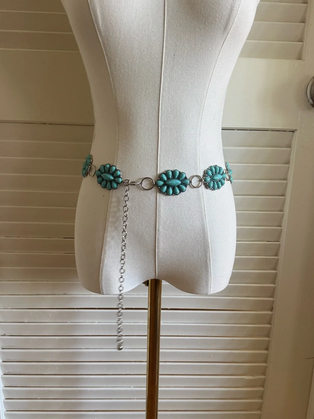 Silver turquoise chain belt